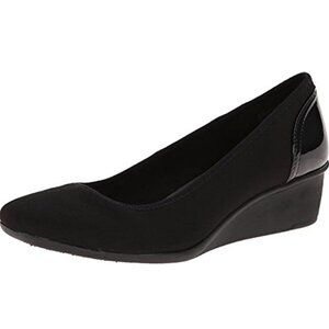 Anne Klein Sport Women's Wisher Fabric Wedge Pump NWOT Size 7.5 M Black
